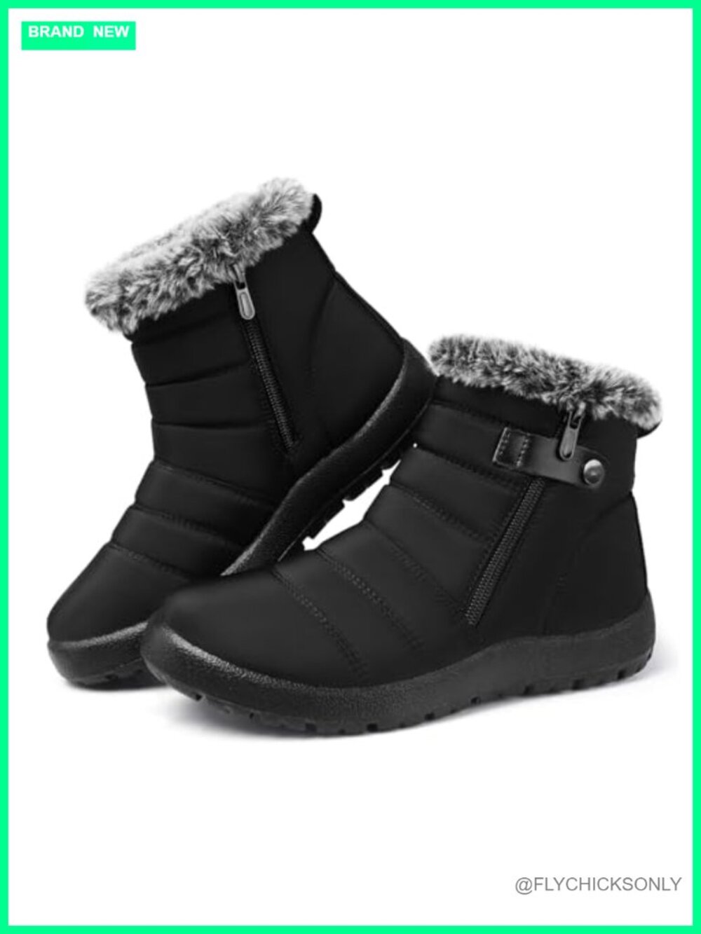 Waterproof Non Slip Winter Snow Boots Faux Fur Lined Ankle Booties